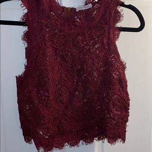 Zara lace crop top zipper back